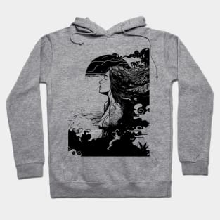 Ocean Waves And A Girl Who Loves The Sea Black And White Version Hoodie